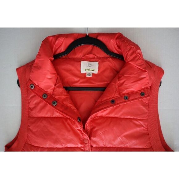 Offline x Aerie 2844S6M Women's Sz Large Red Sleeveless Ribbed Trim Puffer Vest - Picture 4 of 8